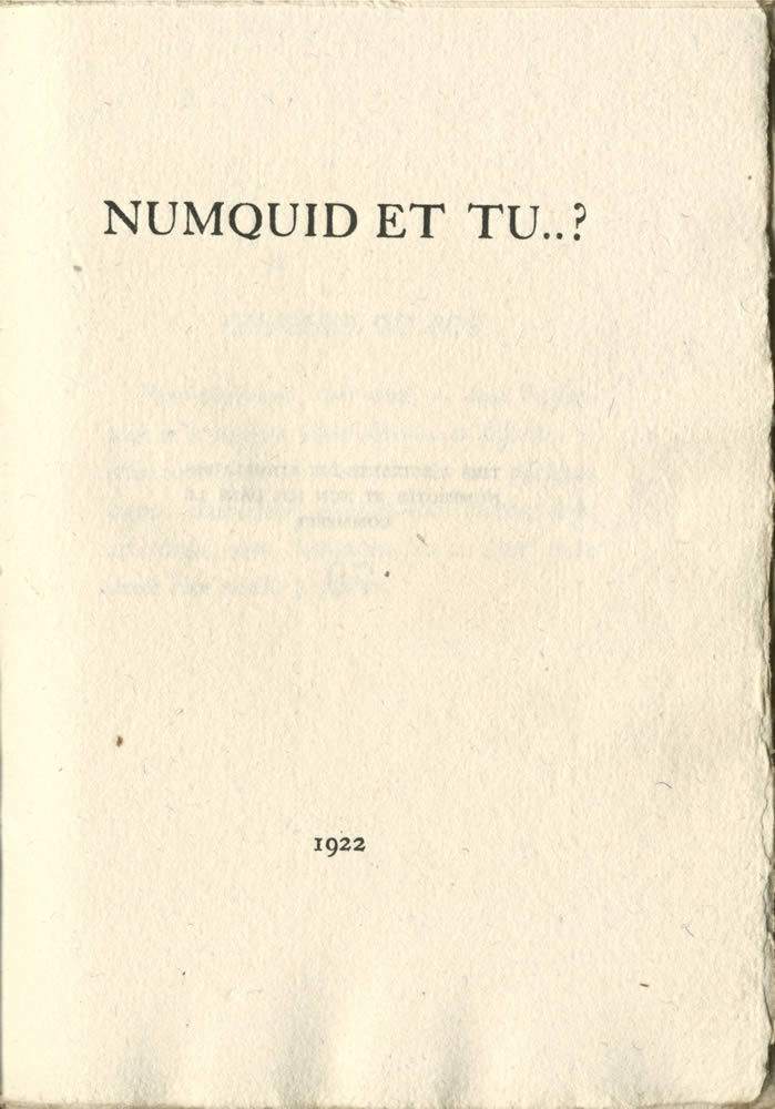 Andrè Gide, Nunquid et tu, 1922, copia di Alberti